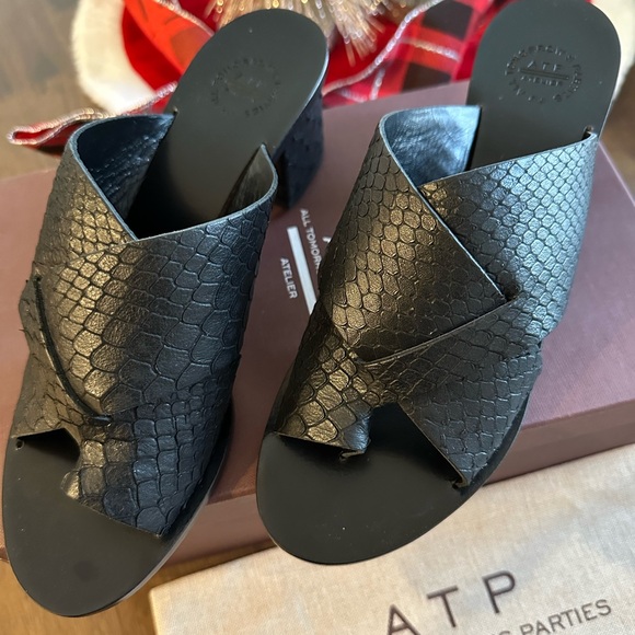 Never worn ATP Atelier Felicia Black Leather Mules Size 39